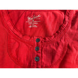 Woolrich Women's Small Scoop Neck Henley Shirt Long Sleeve Red Cotton