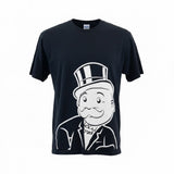 Fruit by the Loom Men's Black Rich Uncle Pennybags Character MONOPOLY T-Shirt Size Large Cotton