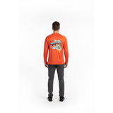 Bimini Bay Outfitters Fishing Shirt Long Sleeve Graphic Orange Men's Medium Polyester