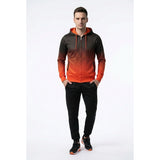 BENCH Men's Full Zip Hoodie Size Medium Orange Gray Patterned Long Sleeve Polyes