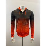 BENCH Men's Full Zip Hoodie Size Medium Orange Gray Patterned Long Sleeve Polyes