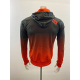BENCH Men's Full Zip Hoodie Size Medium Orange Gray Patterned Long Sleeve Polyes