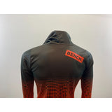 BENCH Men's Full Zip Hoodie Size Medium Orange Gray Patterned Long Sleeve Polyes