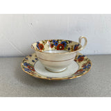 Aynsley Fine Bone China England Tea Cup And Saucer Set Beige Floral