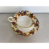 Aynsley Fine Bone China England Tea Cup And Saucer Set Beige Floral