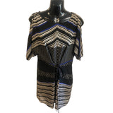 Le Chateau Women's Black Patterned Layered Dress Small Tie Waist Polyester