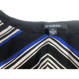 Le Chateau Women's Black Patterned Layered Dress Small Tie Waist Polyester