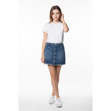 Forever 21 Blue Jean Skirt Women's Size 31 Button Up Raw Edge Mini