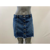 Forever 21 Blue Jean Skirt Women's Size 31 Button Up Raw Edge Mini