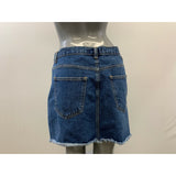 Forever 21 Blue Jean Skirt Women's Size 31 Button Up Raw Edge Mini