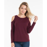Calvin Klein T shirt Women's Small Cold Shoulder Burgundy Viscose