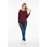 Calvin Klein T shirt Women's Small Cold Shoulder Burgundy Viscose