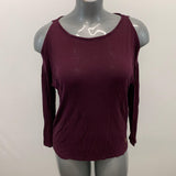 Calvin Klein T shirt Women's Small Cold Shoulder Burgundy Viscose
