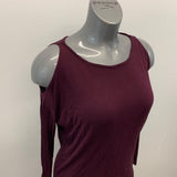 Calvin Klein T shirt Women's Small Cold Shoulder Burgundy Viscose