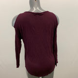 Calvin Klein T shirt Women's Small Cold Shoulder Burgundy Viscose