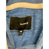 Hurley Hooded Shirt men's Size Medium Blue Black Striped Long Sleeve Hooded Pull