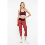 Athletic Works Dri More Cropped Leggings Women's Size Medium Polyester Blend Red Maroon Patterned