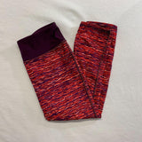 Athletic Works Dri More Cropped Leggings Women's Size Medium Polyester Blend Red Maroon Patterned