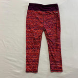 Athletic Works Dri More Cropped Leggings Women's Size Medium Polyester Blend Red Maroon Patterned