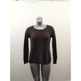 American Eagle Cable Knit Sweater Women's Size Medium Purple Long Sleeve Round Neck Cotton Blend