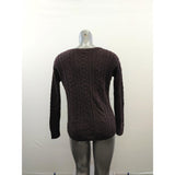 American Eagle Cable Knit Sweater Women's Size Medium Purple Long Sleeve Round Neck Cotton Blend
