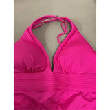Trina Turk Womens 8 Monaco One Piece Swimsuit, Plunge Neck, Pink Parade NWOT