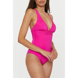 Trina Turk Womens 8 Monaco One Piece Swimsuit, Plunge Neck, Pink Parade NWOT