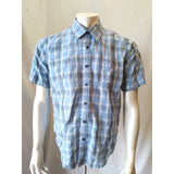 Billabong Men's Medium Blue Plaid Short Sleeve Button Down Straight Fit Shirt