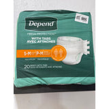 Depend Protection with Tabs  Maximum Absorbency  Small/Medium  20 Pack