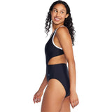 Speedo Swimsuit One Piece Racerback Cut Out Swimsuit Jaquard Black 10 NWT