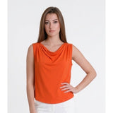 Jones New York Signature Blouse Women's XL Orange Sleeveless Scoop Neck Cropped
