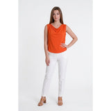 Jones New York Signature Blouse Women's XL Orange Sleeveless Scoop Neck Cropped