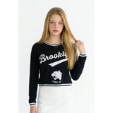 Ardene Women's Cropped Sweatshirt Size Medium Black Long Sleeve Brooklyn Crew Neck
