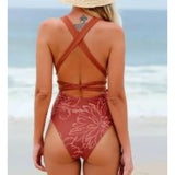 Cupshe Women's Floral V Neck Crisscross One Piece Swimsuit Medium