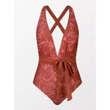 Cupshe Women's Floral V Neck Crisscross One Piece Swimsuit Medium