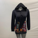 Onlypuff Women's Hoodie Tunic Small Black with pocket Poly/Spandex New