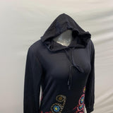 Onlypuff Women's Hoodie Tunic Small Black with pocket Poly/Spandex New