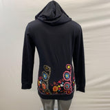 Onlypuff Women's Hoodie Tunic Small Black with pocket Poly/Spandex New