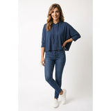 Supre Women's Cropped Hooded Top Size Large Blue Short Sleeve Polyester Blend