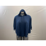 Supre Women's Cropped Hooded Top Size Large Blue Short Sleeve Polyester Blend