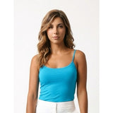 Seductions Women's Blue Spaghetti Strapped Fitted Tank Top Size Small (See Size Measurements)