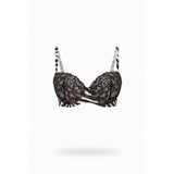 La Senza So Free Demi Underwire Bra Women's Size 36 C Black White Lace Overlay