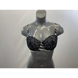 La Senza So Free Demi Underwire Bra Women's Size 36 C Black White Lace Overlay