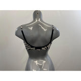 La Senza So Free Demi Underwire Bra Women's Size 36 C Black White Lace Overlay