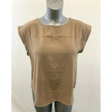 Yessica Women's Medium Brown Sleeveless Round Neck Back Split Blouse Top