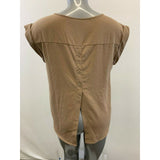 Yessica Women's Medium Brown Sleeveless Round Neck Back Split Blouse Top