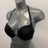 LeSenza Push Up Bra Women's Size 34D Black Racerback Underwire Padded Front Clasp Bra