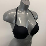 LeSenza Push Up Bra Women's Size 34D Black Racerback Underwire Padded Front Clasp Bra