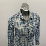 The North Face Women's Blouse Size Small Blue White Plaid Half Button