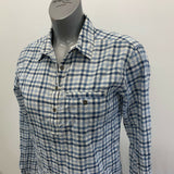 The North Face Women's Blouse Size Small Blue White Plaid Half Button